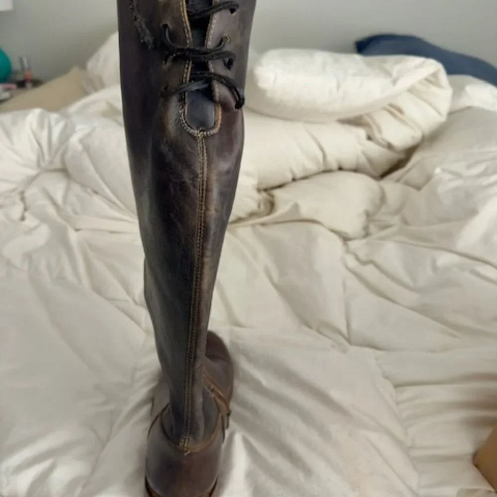 Rare! Bed Stu Manchester Two Tone Knee High Distressed Leather Riding Boots - Picture 5 of 10